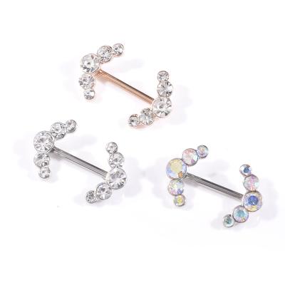 China Trendy Fashion 1PC Crystal Love Dangle Nipple Rings Clear Sexy Colorful For Women Shields Bars Wire Internal Body Piercing Jewelry for sale