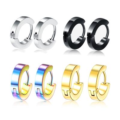 China OUKE Wholesale Punk Brushed Huggie Stainless Steel Hinged Hoop Earrings Ear Piercing Jewelry For Man Women Huggie Hoop Earrings for sale