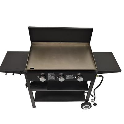 China Outdoor Hot Selling Easy Clean Fast Heating High Power 3 Burner Gas Griddle With Lid for sale