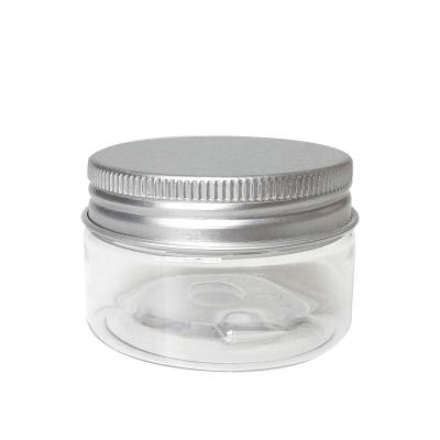 China 47mm mouth 30ml diameter cosmetic clear plastic jar food grade pet cream cosmetic packaging jar with aluminum lid for sale