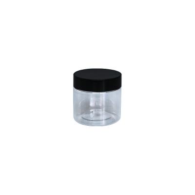 China Multi Capacity Plastic Food Jars PET Clear Straight Sided Jars With Lined Aluminum Lids Black Smooth Lined Lids YM4760 for sale