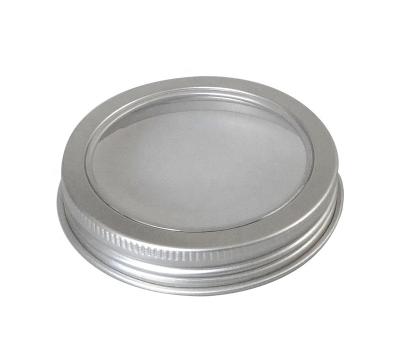 China Hot Recyclable Turned Silver Transparent Window With Lid For Aluminum Jar for sale