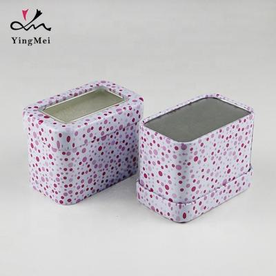 China Recyclable Factory Price Custom Design Rectangle With Flip Lid Open Window Beatiful For Gift Watch Tin Box for sale