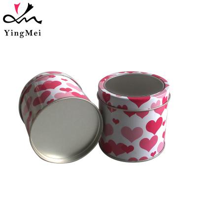 China Pretty Recycled Materials Promotions Round PVC Windows With Heart Logo Package For Gift Tin Box Eyes Tin Cans for sale