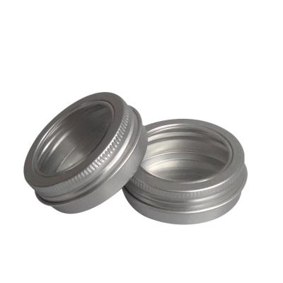 China 30ml screw cap screw lid cosmetic aluminum tin containers diameter 52mm aluminum tin jar with clear window for sale