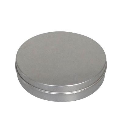 China 150ML Recyclable Aluminum Cosmetic Jar Round Silver Metal Container With Slip Cover for sale