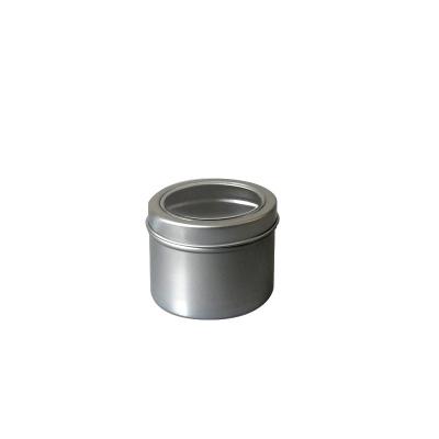 China Wholesale Cosmetic Round Tin Box Gift Round Tin Canisters 80ml Tin Containers Aluminum Tin Can Tea Candle With Window for sale