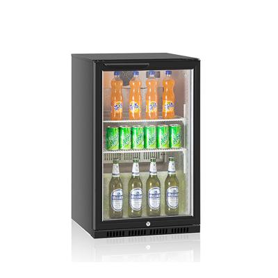 China Outstanding Hotel Security Mini Black Single Door Glass Door Bar Freezer Refrigerator for sale