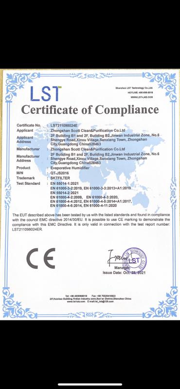 CE - Zhongshan Scott Clean & Purification Co., Ltd.