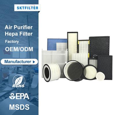 China Air purifier part 0.3 micron cabin activated carbon filter home replacement air purifier hepa filters H12 H13 H14 for sale