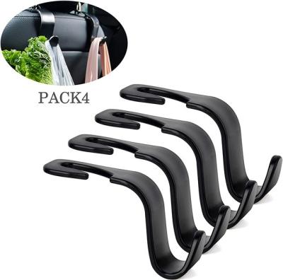 China Wholesale 2PCS Strong Structure Car Hook PP S-shape Strong Hooks 12KG Fitted Back Automotive Interior Curve Hanger Black for sale