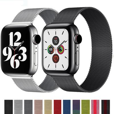 China Custom Luxury Stainless Steel Metal Straps Milanese Loop Smart iWatch Bands For Western Apple Watch 8 7 6 Band Gold Stainless Steel iWatch Band for sale