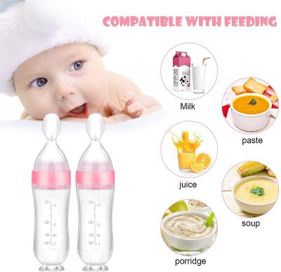 China BPA Free Bpa Free Baby Squeeze Food Feeders Products Bottle Sets Baby Feeding Bottle Silicone With Spoon for sale