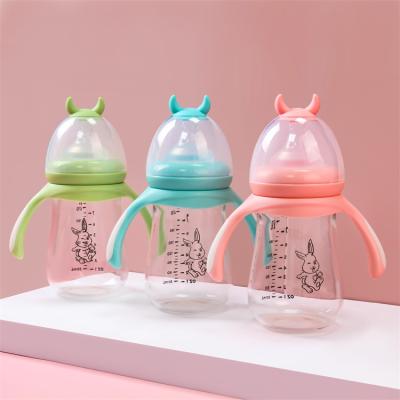 Cina Free Wide Neck Toddler Child Toddler Maker Glass Bottle BPA Free Food Grade Silicone Feeding Bottles Baby Milk Feeding Bottle in vendita