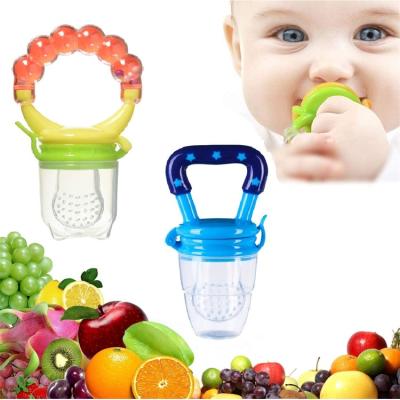 China BPA Free Soft Silicone Baby Nipple Fruit Feeder Snaps Handle Fresh Food Feeder Teething Toys Fruit Nipple Teething Baby for sale