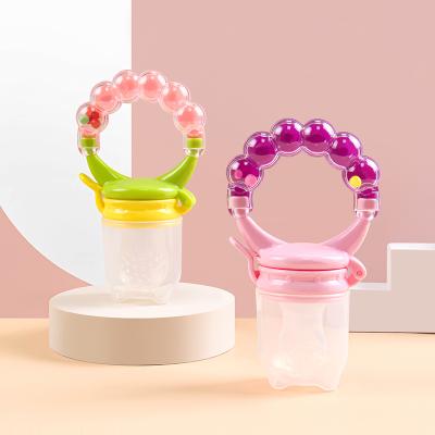 China BPA Free Feeder Nipple Ratchets Handle Baby Fresh Food Feeder Teether Toys Baby Food Fruit Nipples With Silicone Pouch Dust Te koop