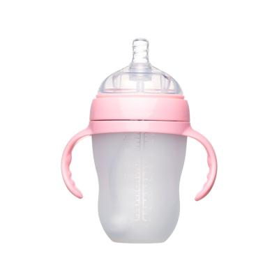 China BPA Free Soft Silicone Anti-Colic Double Feeding Bottle Products Design Baby Feeding Bottle for sale