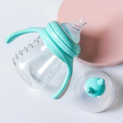 China BPA Free Breast Nipple Feeding Glass Bottles Wide Neck 6 oz Glass Baby Bottle for More Natural Feeding for sale