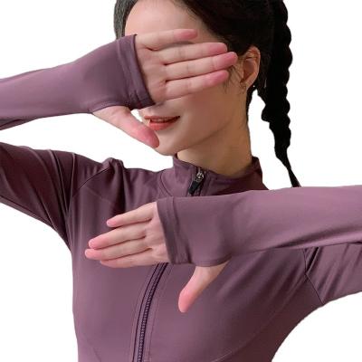 China Yoga Jacket Coat Breathable Flexible Active Wear Women Zipper Casual Gym Sports Fitness Jacket With Thumb Holes for sale