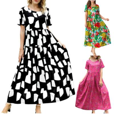 China New Washable Arrive Spring Autumn Women Clothing Plus Size Dresses Floral Layered Ruffle Off Shoulder Dress for sale