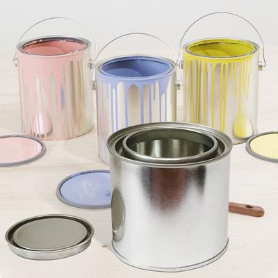 China Empty 1 Gallon Paint Cans 4L Clear Paint Tins With Metal Or Plastic Handle Round 4L Tin Paint Can for sale