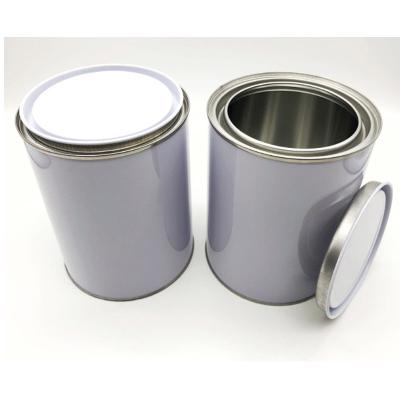 China 1 Liter Metal Square Round Tin Can For Paint With Lids Body Welding Empty Paint Buckets 1L / Gallon for sale