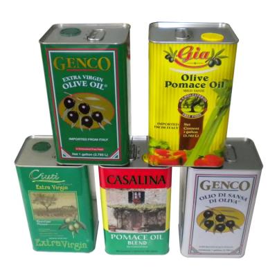 China 0.23 Mm Printing Tin Oil Cans  Tin Manufacture Round Olive Oil Tin Packaging Cans for sale