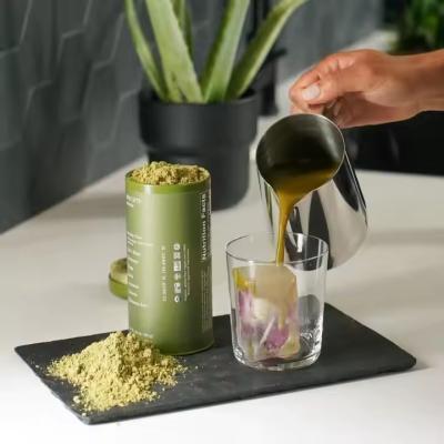 China Matcha-Kaffee-Dose Fabrik Custom LOGO Drucken Kleines Glas Kombination Teebeutel Rundes zylindrisches Metallfach Kaffee-Tee-Dosen Dosen Verpackung für Tee zu verkaufen