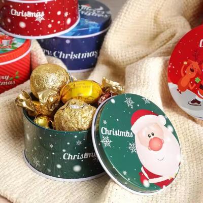 China Custom Empty Christmas Cake Tin Box Packaging for Chocolate With Handle Containers Metal Cookie Tins Box for sale