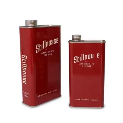 China Custom 700ml Vodka Whisky Tequila Wine Outdoor Stainless Steel Gift Metal Packaging Can for sale