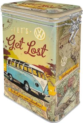 Cina Nostalgic-Art Retro Coffee Tin Box 44 Oz VW Bulli Volkswagen Bus Gift Metal Clip Top Cann Decorative Vintage Design in vendita