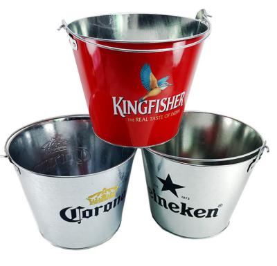 China CMYK 8L Metal Wine Bucket Galvanized Large Tin Ice Bucket for sale