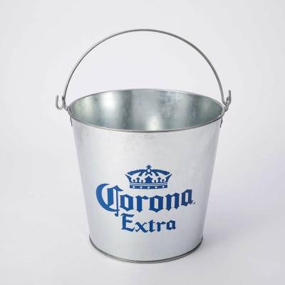 China Galvanized Metal Ice Tin Bucket Tinplate Popcorn Bucket Metal Beer Bucket With Customized Logo for sale