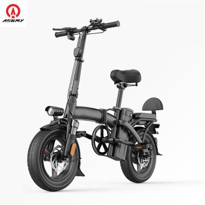 China ASKMY Popular Wholesale Fast Folding Electric Bicycle 14 Inch 48V 350W With USB Stand Charging Bicycle Adult Cycle For Man Electric Bike for sale