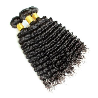 China Wholesale Good Quality Deep Wave Natural Black Raw Color 100% Virgin Black Cuticle Aligned Brazilian Hair Bundle for sale