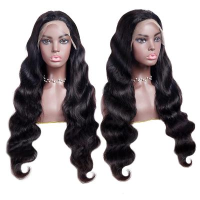 China Brazilian Virgin Wavy 13x4 Lace Front Hair Wig With 150% Hair Density Natural Black Hair Wig for sale