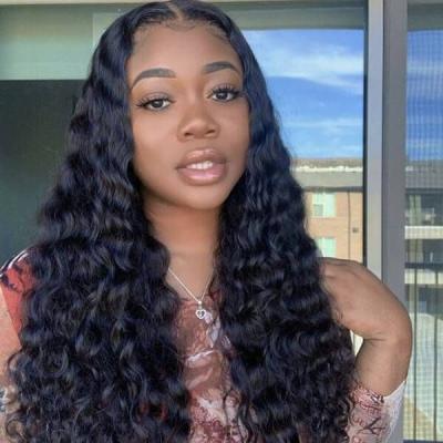 China 150% Density 13X4 Density Black Water Wave Lace Front Human Hair Wigs Brazilian Virgin Hair Lace Front Wig for sale