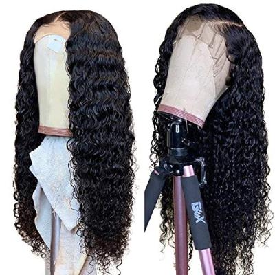 China Brazilian 13x4 Transprent Curly Deep Water Wave Hair Front Wigs Loose Deep Wave Lace Frontal Wig 30Inch For Women for sale