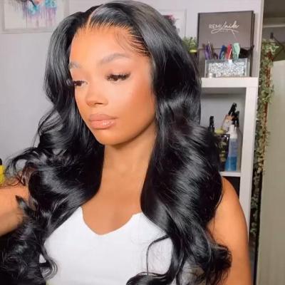 China Body Wave Lace Hair Wig Body Wave Lace Closure Wigs For Women Pre Plucked With Baby Hair Natural Black Color for sale