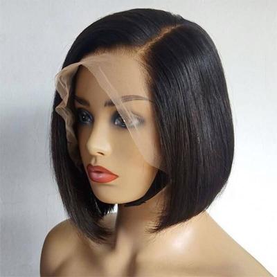 China Brazilian Short Bob Wigs Straight Hair Natural Virgin Hair Wave Hair 13x4 Lace Front Wigs Silky Straight Bob 130 Density for sale