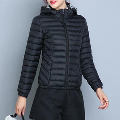 China Pinghu Viable SHAPE Hoodie 2019 OEM Wholesale Custom Winter Polyester Cotton Waterproof Short Thin Lightweight Padded Women's Jackets Coats for sale