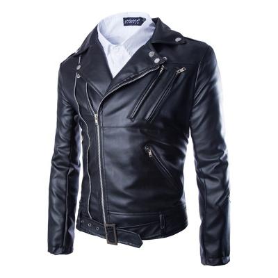 China Sustainable Pinghu FASHION Chinese Manufacturer 2019 New OEM Design PU Fashion Locomotive Plus Leather Jacket For Men for sale