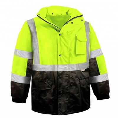 China FASHION 2019 Newest OEM Breathable Custom 3M Reflective Safety High Visibility Fluorescent Parka Jacket For Men for sale