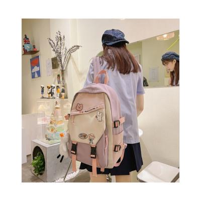 China With USB 2021 Hot Sales Girls Schoolbag Fashion Casual Backpack Color Matching Sports Backpack for sale