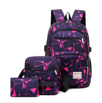 China Waterproof Leisure 3pcs Set Backpack Bag Fashion Print Design Student School Bag Set Sports Schoolbags For Adults for sale