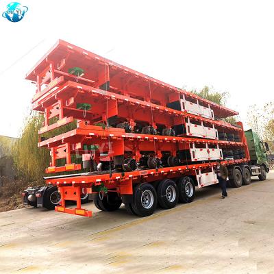 China Hot Selling 3 Axle Semi Trailer 40ft Flat Bed Flat Bed Trailer Truck Trailer 3 Axle Semi Truck Trailer With Container Lock for sale