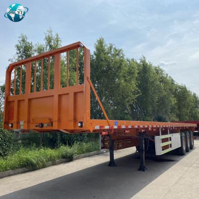 China China manufacturer 3 axle 60 ton 40ft 20ft flat bed container semi trailer truck trailer truck for sale for sale