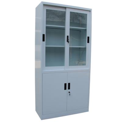 China KD Modern Glass Door Bookcase Office Closet Metal Sheet Cabinet For School for sale