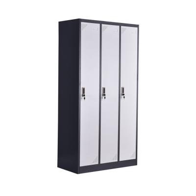 China Almirah Modern Commercial Furniture 3 Door Bedroom Steel Metal Locker for sale