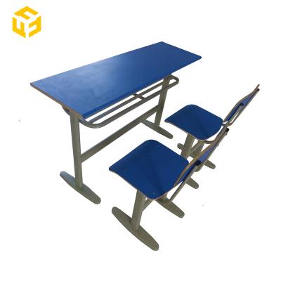 China Modern Wood Metal School Desk Chair Set Double Seat Height Adjustable Student Desk With Chair for sale